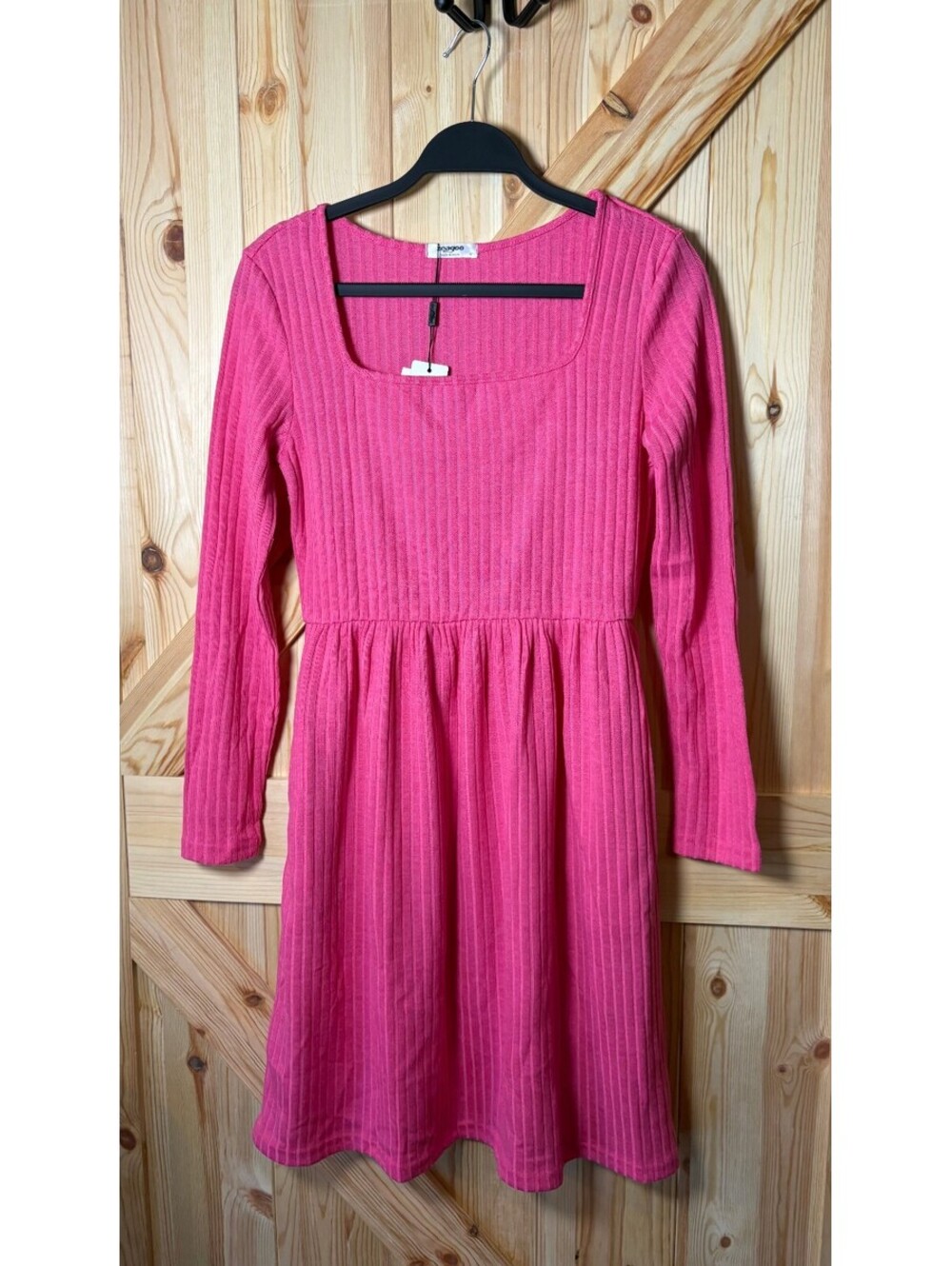 Zeagoo Pink Ribbed Long Sleeve Dress Size S